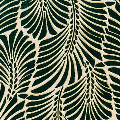 Old World Weavers Plumes Silk Velvet Viridian WOODLAND ESTATE CN 00011523 Green Multipurpose SILK  Blend Tropical  Leaves and Trees  Patterned Velvet  Silk Velvet  Fabric