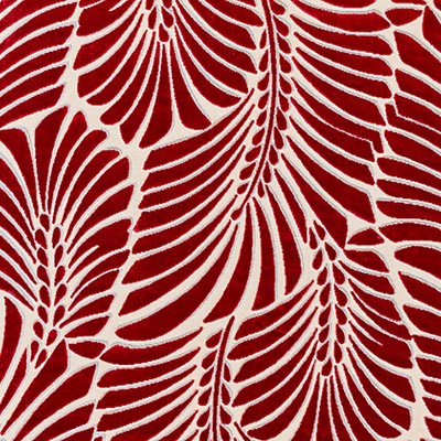 Old World Weavers Plumes Silk Velvet Cerise WOODLAND ESTATE CN 00031523 Red Multipurpose SILK  Blend Tropical  Leaves and Trees  Patterned Velvet  Silk Velvet  Fabric