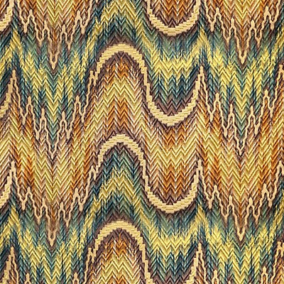 Old World Weavers Point De Hongrie Brown   Green   Gold F1 00012639 Multi Upholstery COTTON  Blend