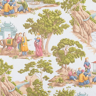 Old World Weavers Mandarin Toile Sky FB 0001MA29 Blue Multipurpose COTTON COTTON Oriental  Oriental Toile  Fabric