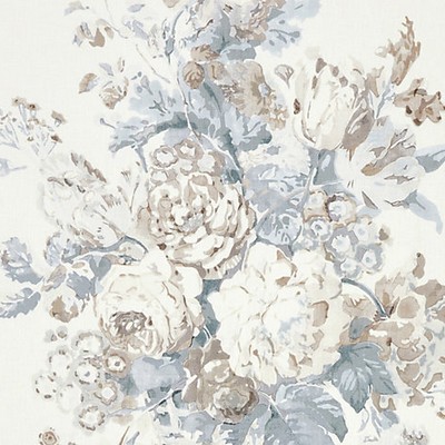 Grey Watkins Sybilla Bouquet Frost FLORA GW 000116621 Upholstery LINEN LINEN Flower Bouquet  Traditional Floral  Fabric