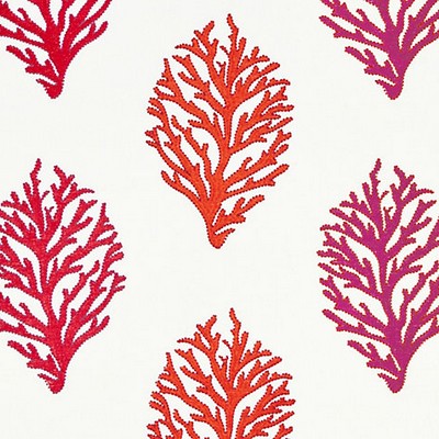 Grey Watkins Coral Reef Embroidery Passion Fruit BREEZE COLLECTION GW 000127204 Pink COTTON|35%  Blend Crewel and Embroidered  Sea Shell  Fabric