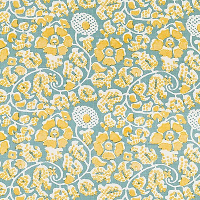 Grey Watkins Maiden Floral Aruba FOLKLORE GW 000216629 Blue Upholstery LINEN  Blend Modern Floral Floral Linen  Fabric
