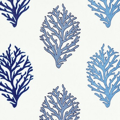 Grey Watkins Coral Reef Embroidery Marine BREEZE COLLECTION GW 000327204 Blue COTTON|35%  Blend Crewel and Embroidered  Sea Shell  Fabric
