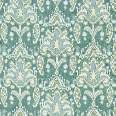 Grey Watkins Kandira Ikat Turquoise BREEZE COLLECTION GW 000327210 Blue LINEN|40%  Blend Printed Linen  Ikat Fabric