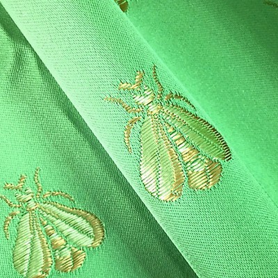 Scalamandre Abeilles Green PATRIMOINE H0 00014023 Green Multipurpose ACETATE  Blend Bug and Insect  Fabric