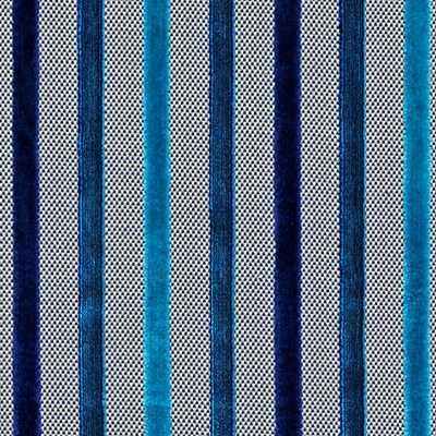 Scalamandre Riad Capri TOUR DHORIZON H0 00030639 Blue Upholstery COTTON|45%  Blend Small Striped  Striped  Fabric