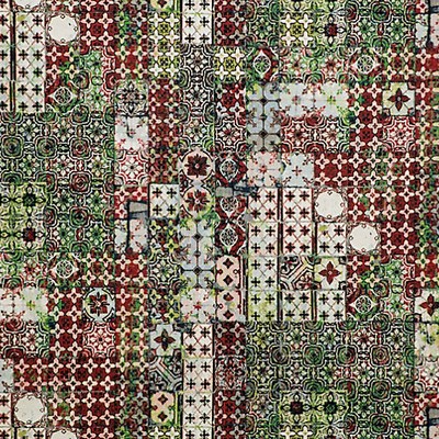 Scalamandre Azulejos Tapestry Laque NATURE ET DECOUVERTE H0 00033463 Red Upholstery POLYESTER  Blend