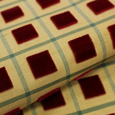 Scalamandre Chartres Rouge PATRIMOINE H0 00051577 Red Multipurpose SILK SILK Squares  Silk Velvet  Silk Velvet  Fabric