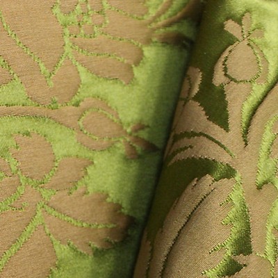 Scalamandre Couronne De Roses Vert PATRIMOINE H0 00291532 Green Multipurpose COTTON  Blend Classic Damask  Fabric