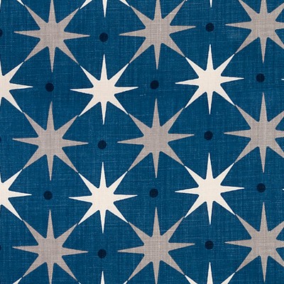 Scalamandre Star Power Navy ALBERT HADLEY HN 000442023 Blue Upholstery LINEN LINEN Printed Linen  Stars and Stripes  Polka Dot  Circles and Dots Retro  Groovy Retro  Fabric