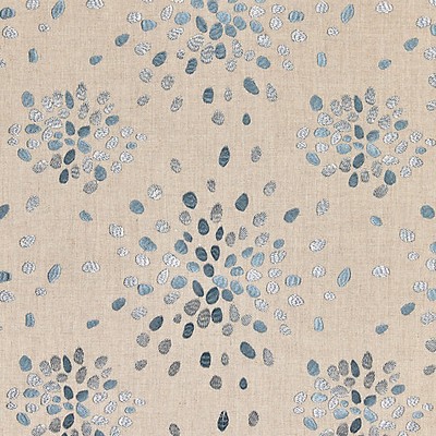 Scalamandre Firefly Slate Blue ALBERT HADLEY HN 000642000 Grey Multipurpose LINEN  Blend Abstract  Modern Floral Fabric