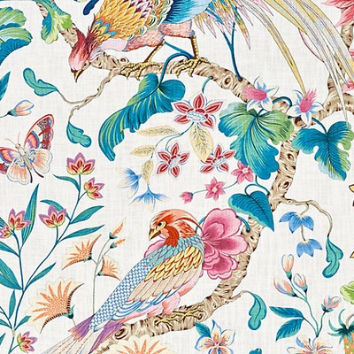 Old World Weavers Botany Bay Perennial Garden WOODLAND ESTATE JP 00051340 Multi Upholstery VISCOSE  Blend Birds and Feather  Traditional Floral  Fabric
