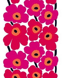 Unikko Print Pink Red Peach And Black by   