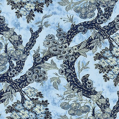 Old World Weavers Summerhouse Hill Blues DORSET COAST COLLECTION M7 0001SUMM Blue COTTON COTTON Traditional Floral  Fabric