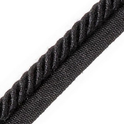 Scalamandre Trim Frange Torse Cable With Tape B Noir PL 00806964 Black 100% VISCOSE  Cord 