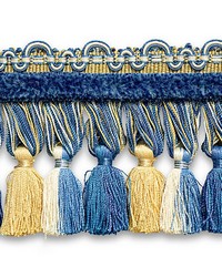 Safari Tassel Fringe Chenille Royal Blue  Gold by   
