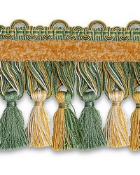 Safari Tassel Fringe Chenille Seafoam gold by   