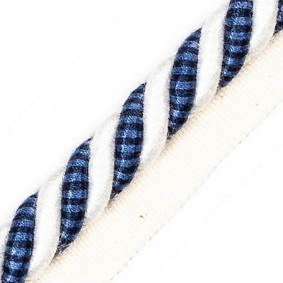 Scalamandre Trim Bayadere Cord With Tape A Marine PL 06476359 Blue 100% VISCOSE  Cord  Cord 
