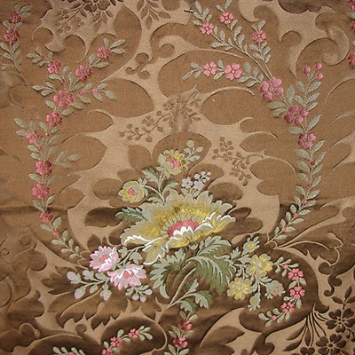 Old World Weavers Rimini Cocoa SB 00012473 Brown COTTON|10%  Blend Classic Damask  Traditional Floral  Floral Silk  Fabric