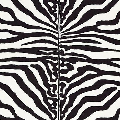 Scalamandre Zebra Black SC 000116366M Black Upholstery LINEN LINEN Animal Print  Printed Linen  Fabric