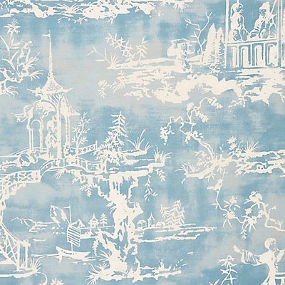 Scalamandre Summer Palace Sky FALL 2015 SC 000116561 Blue Multipurpose LINEN;45%  Blend Toile Linen  Oriental  Oriental Toile  Fabric