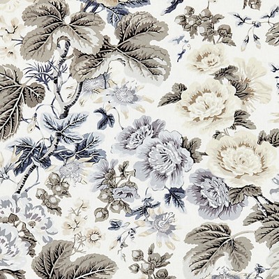 Scalamandre Highgrove Linen Print Winter Sky BOTANICA SC 000116595 Blue Upholstery LINEN LINEN Traditional Floral  Floral Linen  Fabric
