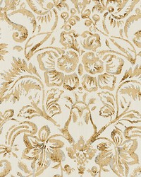 Mansfield Damask Print Ivory  Burnished Gold by   