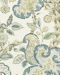 Cumbria Hand Block Print Aquamarine On Ivory by   