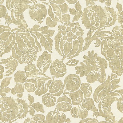 Scalamandre Elsa Linen Print Burnished Gold Norden SC 000116606 Gold LINEN LINEN Jacobean Floral  Floral Linen  Fabric