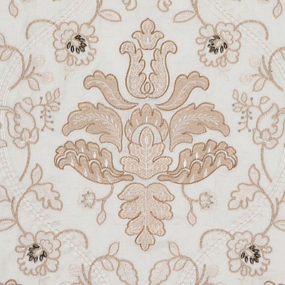 Scalamandre Isabella Embroidery Champagne FALL 2015 SC 000127033 Beige Multipurpose LINEN;27%  Blend Classic Damask  Embroidered Linen  Fabric