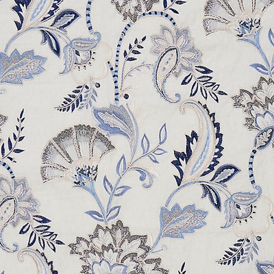 Scalamandre Adara Embroidery Delft FALL 2015 SC 000127036 Multipurpose LINEN;40%  Blend Jacobean Floral  Embroidered Linen  Floral Linen  Fabric
