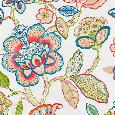 Scalamandre Coromandel Embroidery Bloom BOTANICA SC 000127126 Multipurpose VISCOSE;29%  Blend Crewel and Embroidered  Jacobean Floral  Fabric