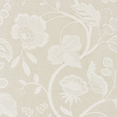 Scalamandre Kensington Embroidery Flax BOTANICA SC 000127151 Multipurpose POLYESTER;30%  Blend Crewel and Embroidered  Vine and Flower  Jacobean Floral  Fabric