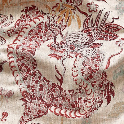 Scalamandre Dragon Tableau Winter Rose THE METROPOLITAN MUSEUM OF ART SC 000127327 Red Upholstery VISCOSE  Blend Classic Jacquard  Oriental  Fabric