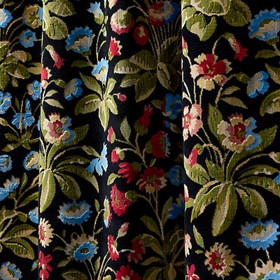 Scalamandre Millefleur Velvet Jet Meadow THE METROPOLITAN MUSEUM OF ART SC 000127328 Multi Upholstery COTTON COTTON Traditional Floral  Modern Floral Printed Velvet  Fabric