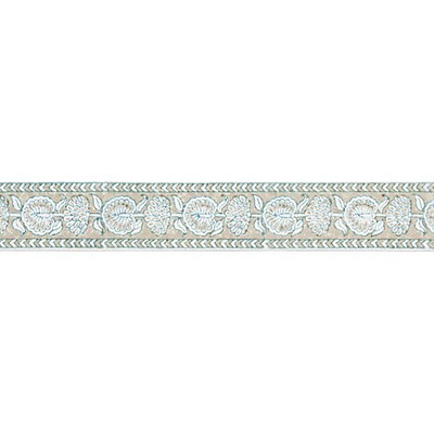 Scalamandre Trim Tulsi Block Print Tape Misty Island PACIFICA SC 0001T3328 Blue Upholstery 100% COTTON Wide  Trim Tape 