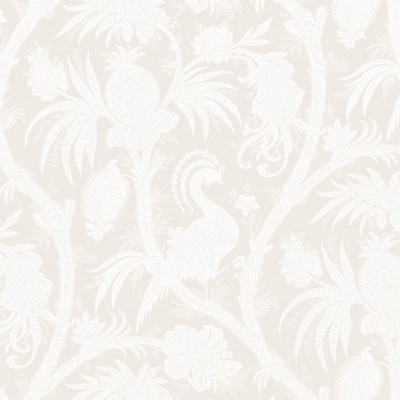 Scalamandre Wallcoverings Balinese Peacock Alabaster SC 0001WP88355 Beige 100% VINYL COATED PAPER|67% LINEN;33% COTTON Animals Bird and Butterfly Wallpapers Asian and Oriental Chinoiserie Toile 
