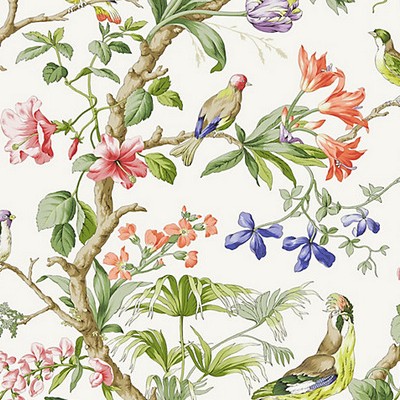 Scalamandre Wallcoverings Belize Ivory SC 0001WP88381 Beige 100% NON-WOVEN SUBSTRATE Animals Bird and Butterfly Wallpapers Tropical Floral Wallpaper Tropical Wallpaper 