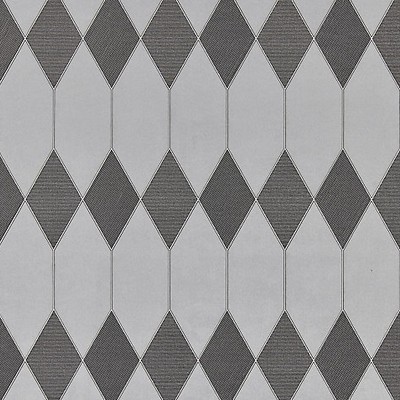 Scalamandre Wallcoverings Cadence Silver SC 0001WP88460 Silver  Diamonds and Ogee 