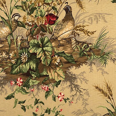 Scalamandre Edwins Covey Multi On Sisal SC 000216310 Multi Multipurpose LINEN;30%  Blend Birds and Feather  Traditional Floral  Printed Linen  Fabric