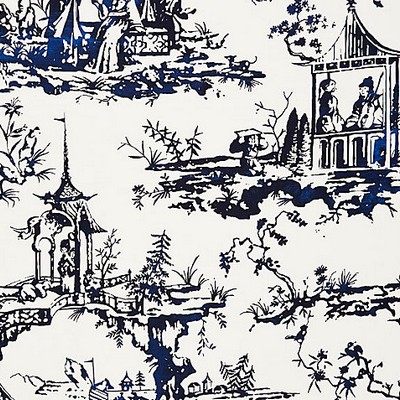 Scalamandre Summer Palace Porcelain FALL 2015 SC 000216561 Blue Multipurpose LINEN;45%  Blend Toile Linen  Oriental  Oriental Toile  Fabric