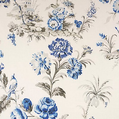 Scalamandre Somerset Linen Print Porcelain SPRING 2016 SC 000216584 Blue Multipurpose LINEN LINEN Traditional Floral  Floral Linen  Fabric