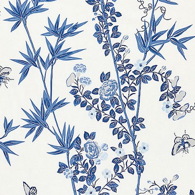Scalamandre Jardin De Chine Porcelain SC 000216608 Blue Upholstery COTTON COTTON