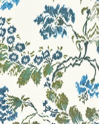 Kew Gardens Warp Print Blues On Ivory by   