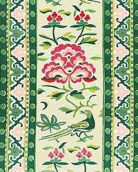 Royal Peony Linen Print Spring Green by   