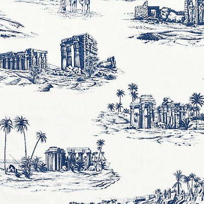 Scalamandre Cairo Toile Lapis SAHARA SC 000216635 Blue Multipurpose COTTON COTTON Travel Oriental Toile  Fabric