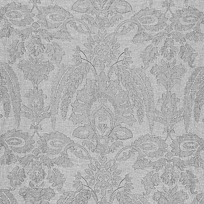Scalamandre Lia Damask Sheer Haze ATMOSPHERE SHEERS SC 000227053 Grey Drapery LINEN;31%  Blend Classic Damask  Printed Linen  Printed Sheer  Fabric