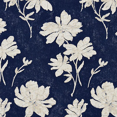 Scalamandre Flore Batik Indigo FALL 2016 SC 000227082 Blue Upholstery COTTON COTTON Modern Floral Fabric