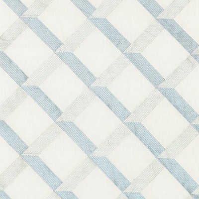 Scalamandre Lattice Embroidery Water FALL 2016 SC 000227090 Blue Multipurpose LINEN;37%  Blend Lattice and Fretwork  Fabric